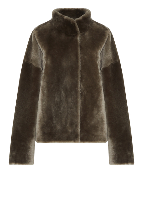 Braune Lammfelljacke aus Naturleder