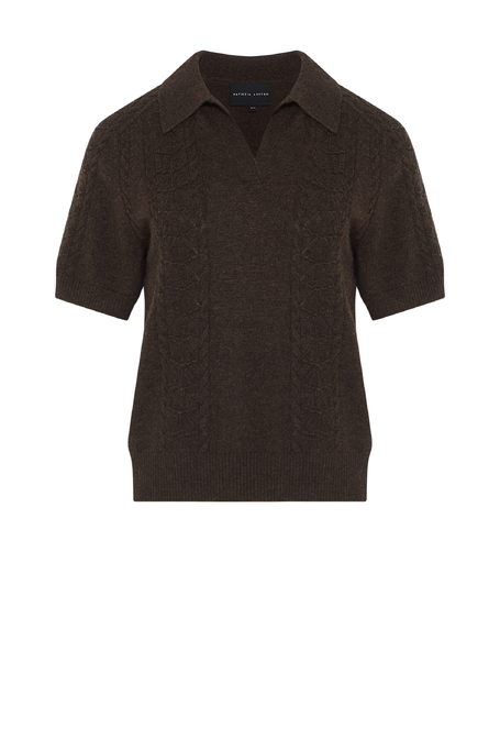 Schokoladenfarbene Polobluse mit Kaschmir - Patrizia Aryton