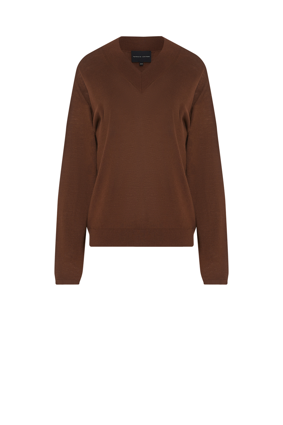 Braune Bluse mit V-Ausschnitt aus Merinowolle - Patrizia Aryton Braune Bluse mit V-Ausschnitt aus Merinowolle - Patrizia Aryton