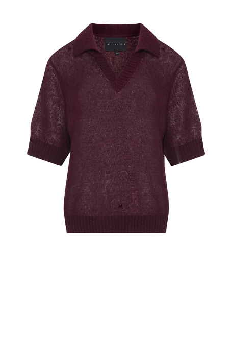 Auberginefarbener Polopullover mit Alpakawolle - Patrizia Aryton