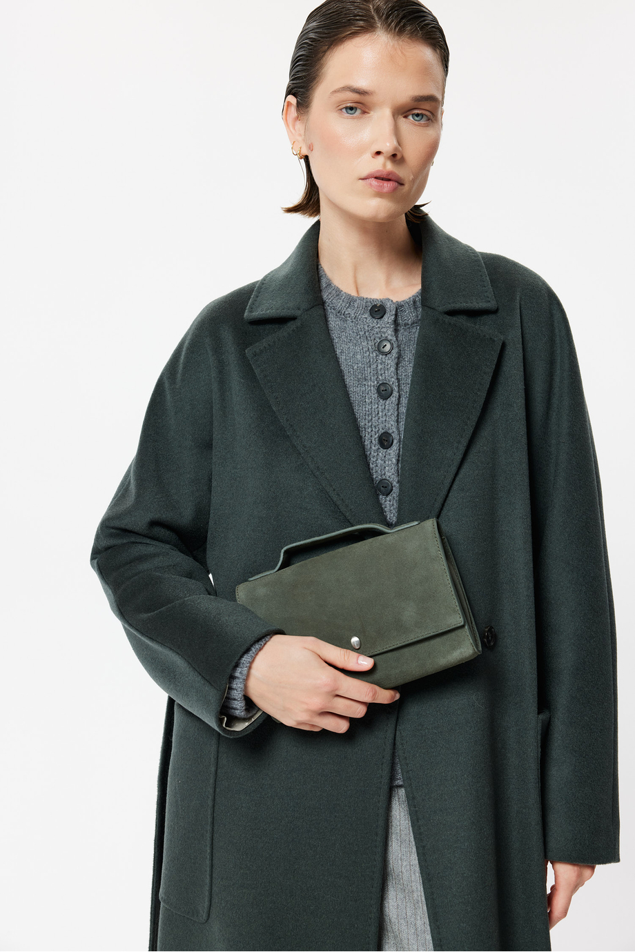 Smaragdgrüne Wildledertasche mit Riemen - Patrizia Aryton