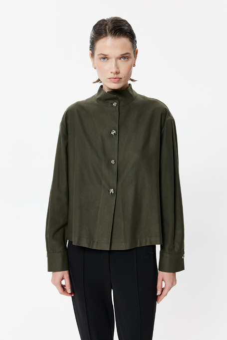 Bluse mit Stehkragen aus Baumwolle und Lyocell